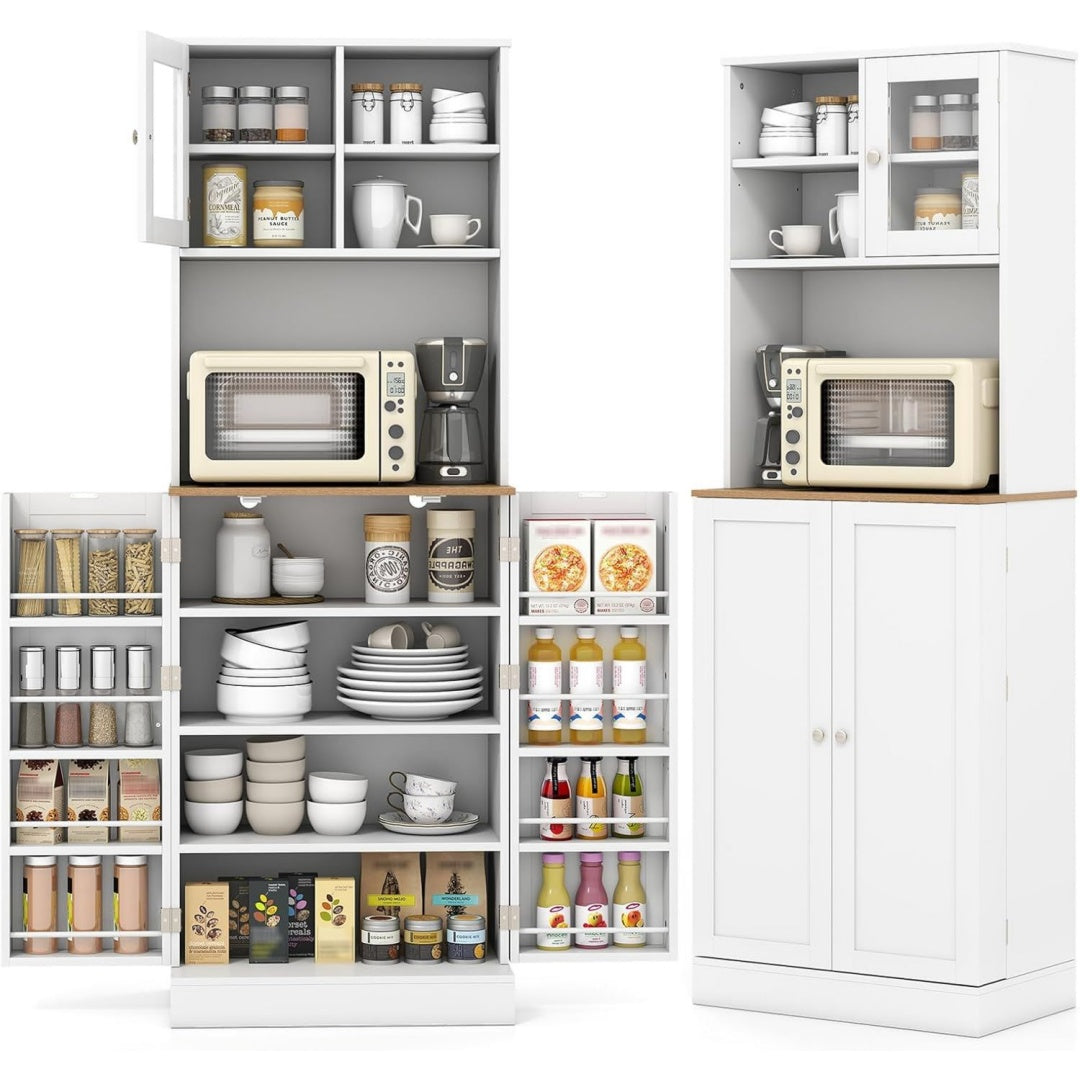 Sideboard verbindet Glastueren und offene Ablagen