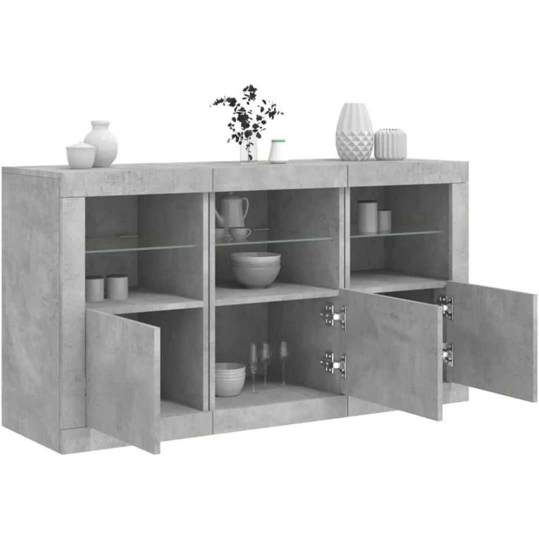Sideboard in Betongrau mit LED Beleuchtung