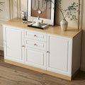 Das Sideboard zeigt gerundete Konturen in Weiss